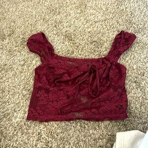 Red lace tank top